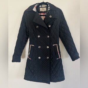Women’s Light Black Quilted Trench Coat